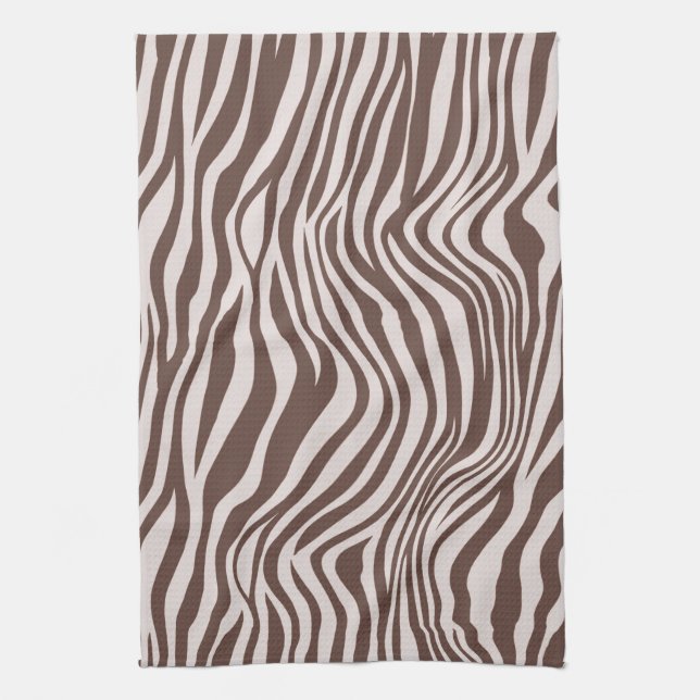 Linge De Cuisine Crème Brown Zebra Print (Vertical)