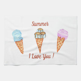 Linge De Cuisine Crème de glace Je t'aime mignon été