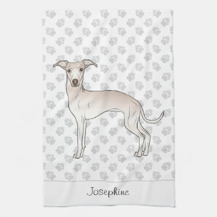 Linge De Cuisine Crème Italien Greyhound Avec Nom Personnalisé