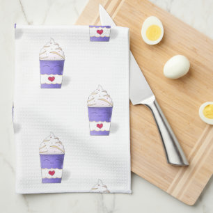 Linge De Cuisine Crème latte et écaillée (violet)