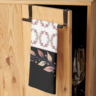 Linge De Cuisine Crème noire élégante et argile rose