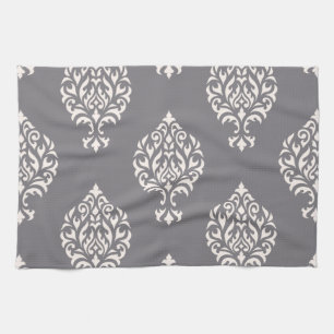 Linge De Cuisine Crème ornementale de motif de damassé grande sur