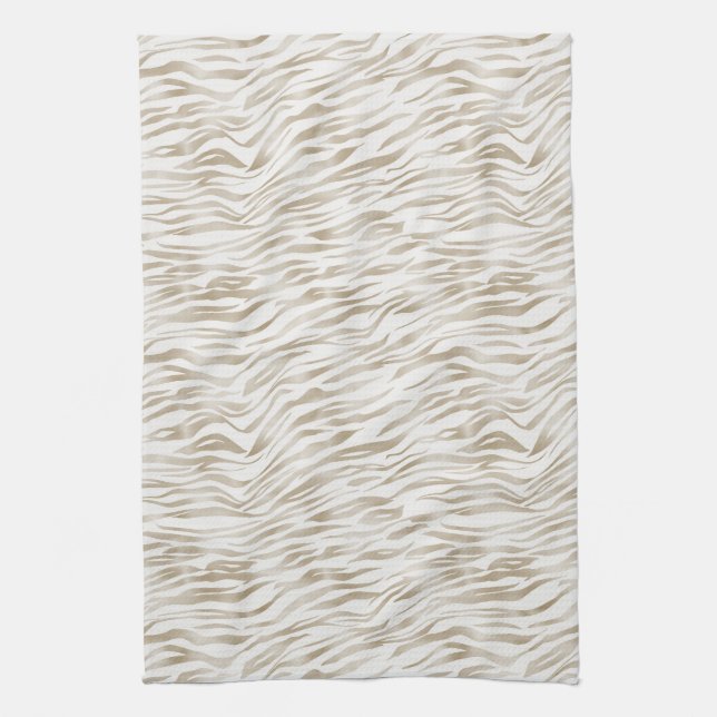 Linge De Cuisine Crème Zen Blanc cacao Brown Zebra Imprimer (Vertical)