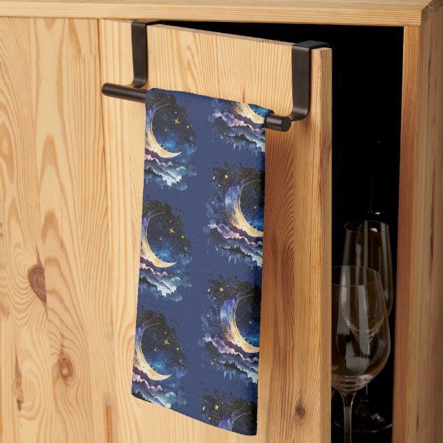 Linge De Cuisine Crescent Moon Stars Céleste Blue Halloween (Pliage en tiers)