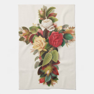 Linge De Cuisine Croix de roses, illustration de l'ère victorienne