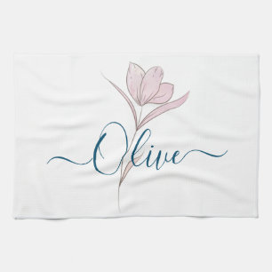 Linge De Cuisine Croquis floral aquarelle personnalisée
