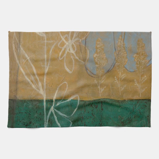 Linge De Cuisine Croquis floral avec Fleur sauvage et Plante (Horizontal)
