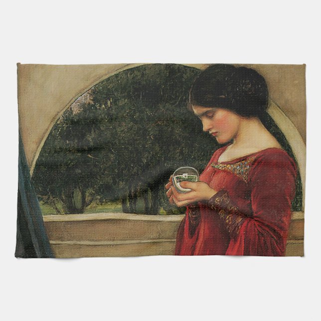 Linge De Cuisine Crystal Ball Woman Waterhouse Peinture (Horizontal)