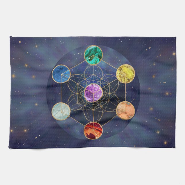 Linge De Cuisine Cube de Metatron Chakras Géométrie sacrée (Horizontal)