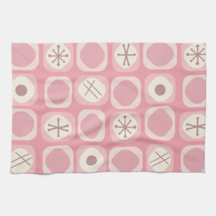 Linge De Cuisine Cubes d'art mod des années 1950 Vanille rose