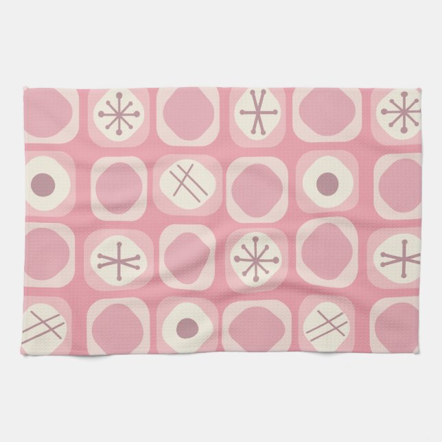 Linge De Cuisine Cubes d'art mod des années 1950 Vanille rose (Horizontal)