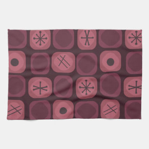 Linge De Cuisine Cubes Soft Mod Art des années 1950 Bourgogne