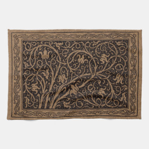 Linge De Cuisine Cuir à outils Brown Art Nouveau Floral
