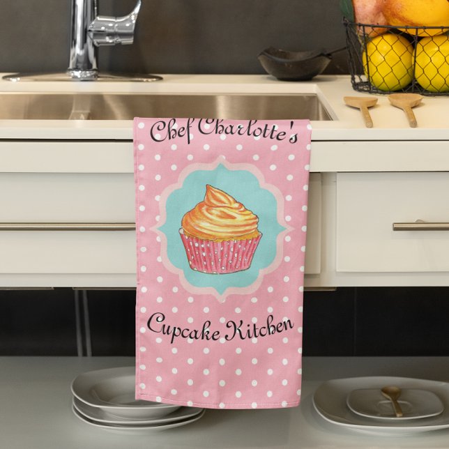 Linge De Cuisine Cuisine à gâteau rose Poka Dot Personnalisée (Créateur téléchargé)