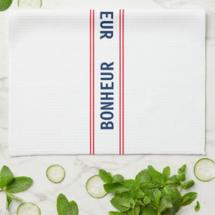 Linge De Cuisine Cuisine à rayures rouges et Bonheur bleu français