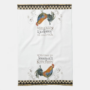 Linge De Cuisine Cuisine Cubalaya Rooster Black & Tan Check Swirl
