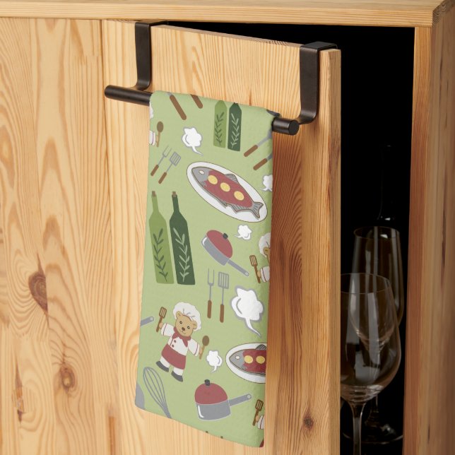 Linge De Cuisine Cuisine culinaire de l'Alaska Grizzly Vert Serviet (Pliage en tiers)