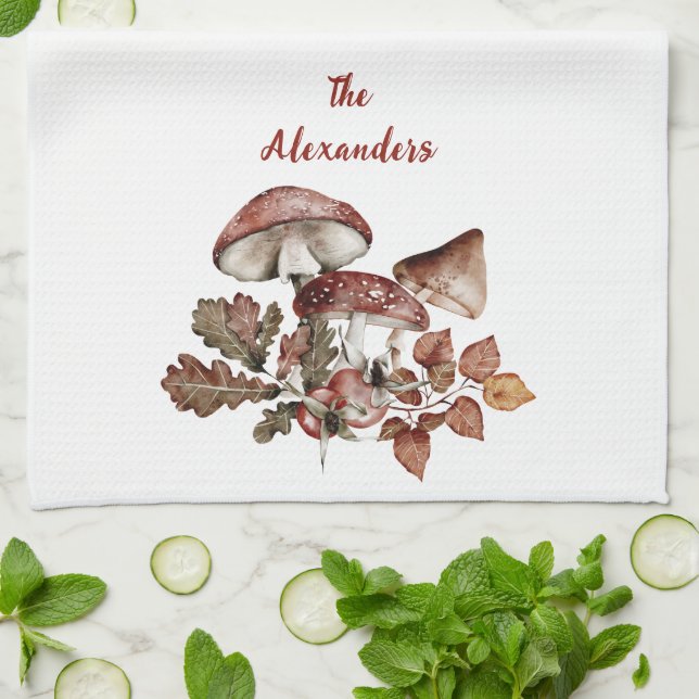 Linge De Cuisine Cuisine de champignons Cottagecore Laine Toadstool (Plié)