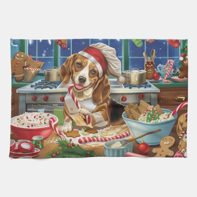 Linge De Cuisine Cuisine de vacances beagle : Noël festif (Horizontal)