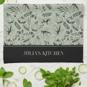 Linge De Cuisine Cuisine du chef Sage Vert moderne automne Illustra