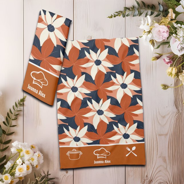 Linge De Cuisine Cuisine en terre cuite blanche Flore Élégante (Créateur téléchargé)