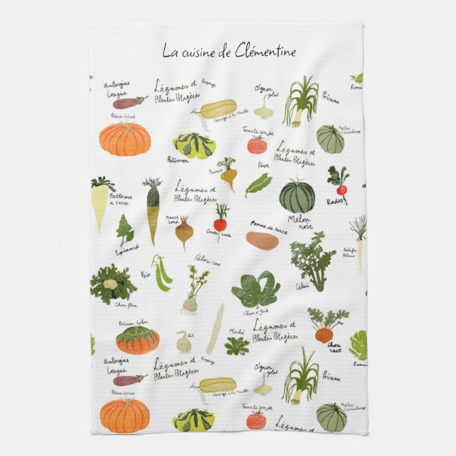 Linge De Cuisine Cuisine française Vegan aquarelle légume (Vertical)