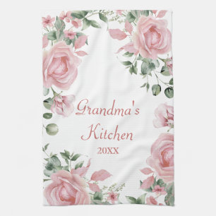 Linge De Cuisine Cuisine grand-mère florale rose rose personnalisée