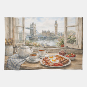 Linge De Cuisine Cuisine londonienne à l'aquarelle avec Tower Bridg
