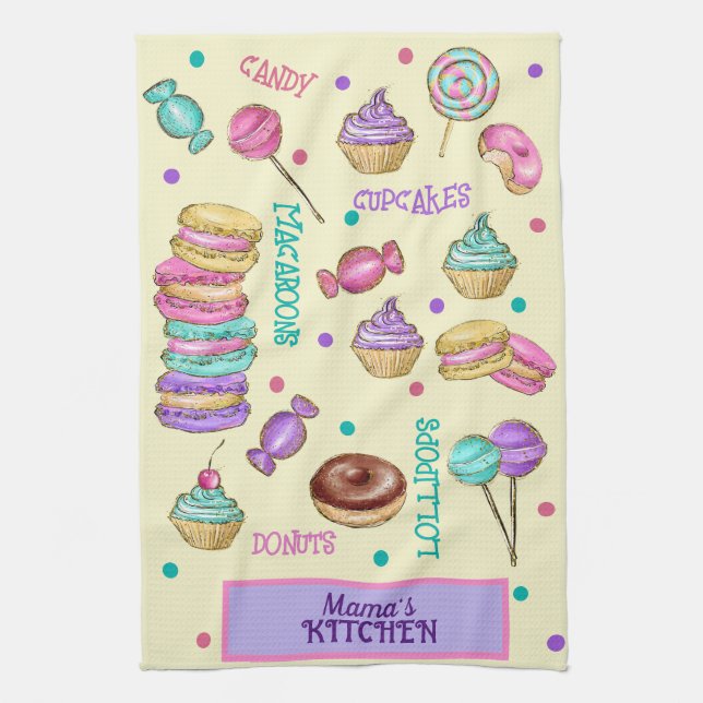 Linge De Cuisine Cuisine Macarons Cupcakes Lollipops et Donuts (Vertical)