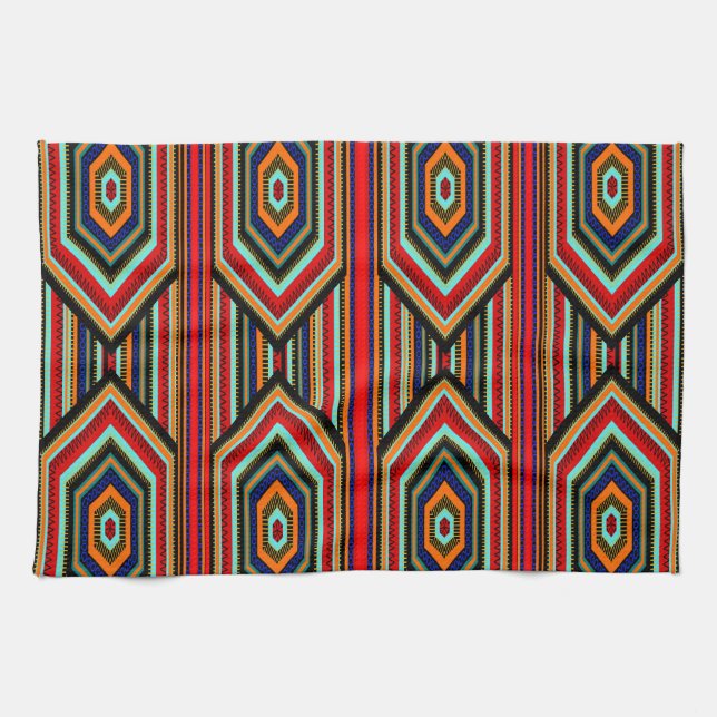 Linge De Cuisine Cuisine mexicaine rouge Turquoise bleu orange noir (Horizontal)