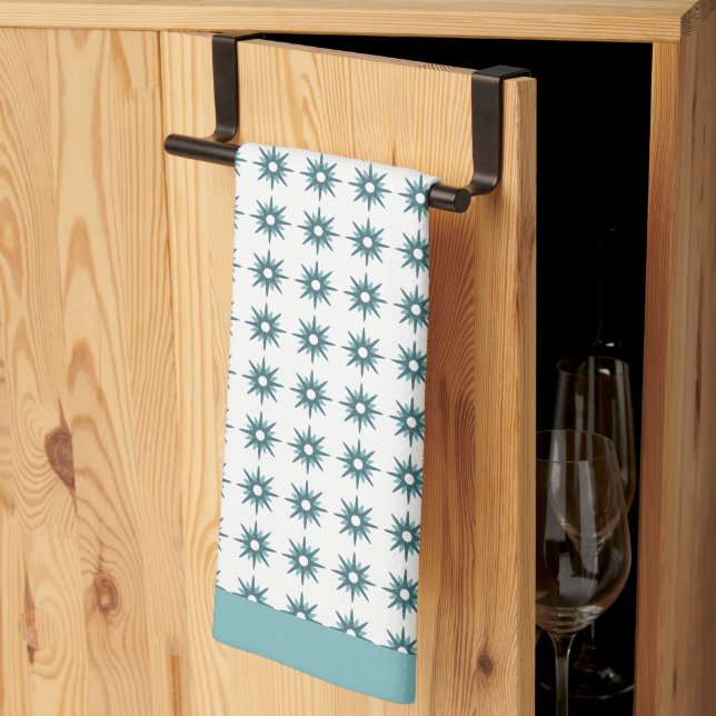 Linge De Cuisine Cuisine Motif De Starburst Turquoise Du Milieu Du  (Pliage en tiers)