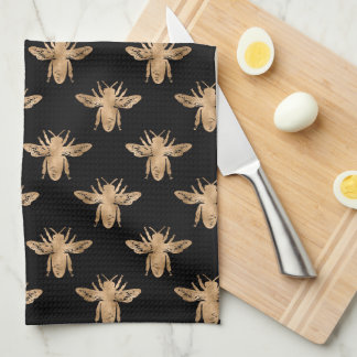 Linge De Cuisine Cuisine Motif moderne Elegant Noir et Or Abee