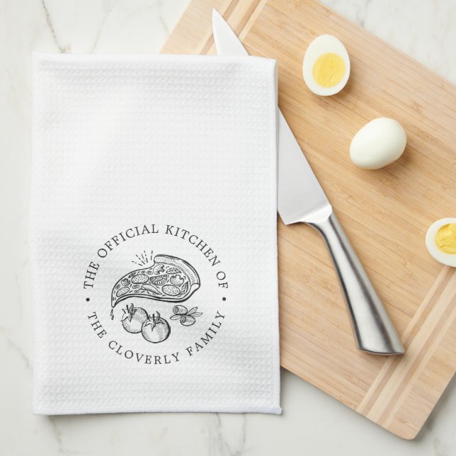 Linge De Cuisine Cuisine officielle | Thème de la pizza  (Quart Plié)