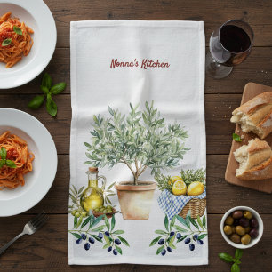 Linge De Cuisine Cuisine personnalisée à l'aquarelle italienne