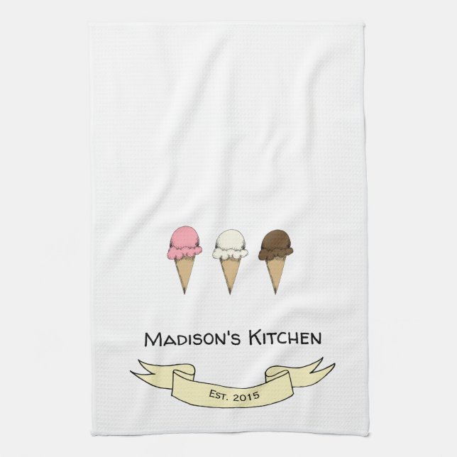 Linge De Cuisine Cuisine personnalisée en crème glacée mignonne (Vertical)