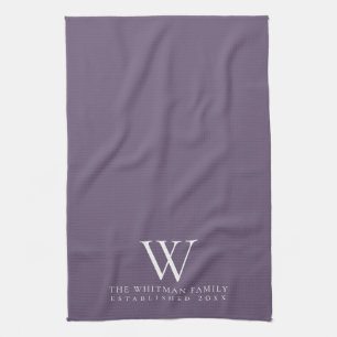 Linge De Cuisine Cuisine violette élégante au monogramme familial