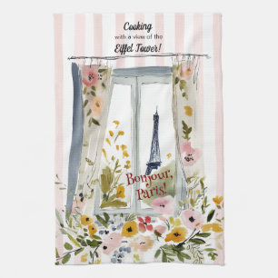 Linge De Cuisine Cuisiner avec vue sur la Tour Eiffel