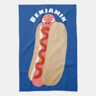 Linge De Cuisine Curieux hot dog Weiner dessin animé