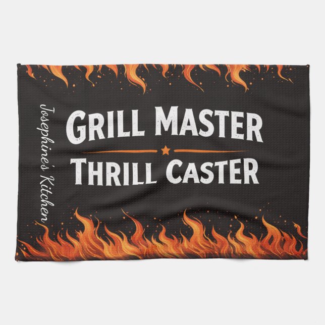 Linge De Cuisine Custom Grill Master Thrill Caster BBQ Fire Dad Nam (Horizontal)