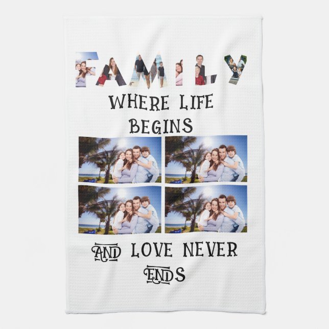 Linge De Cuisine Custom Modern Family Love 10 Photo Collage (Vertical)