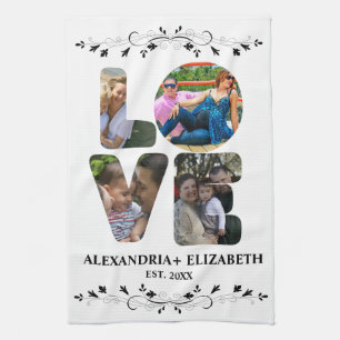 Linge De Cuisine Custom modern love 4 photo collage pour couples