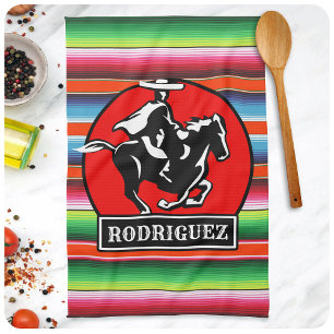 Linge De Cuisine CUSTOM NAME Charro Horse Spanish Mexican Serape