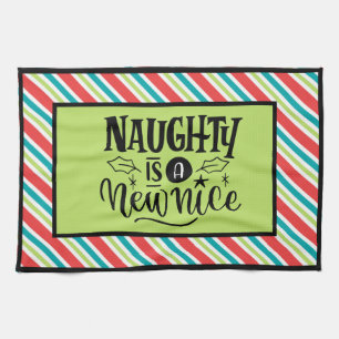 Linge De Cuisine Custom Retro Noël "Naughty is a New Nice"
