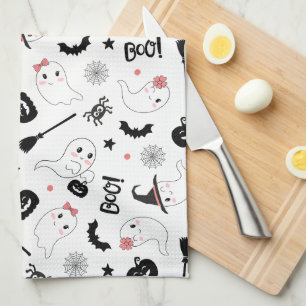 Linge De Cuisine Cute Boo Éffrayant Fantôme Halloween Fille Rose