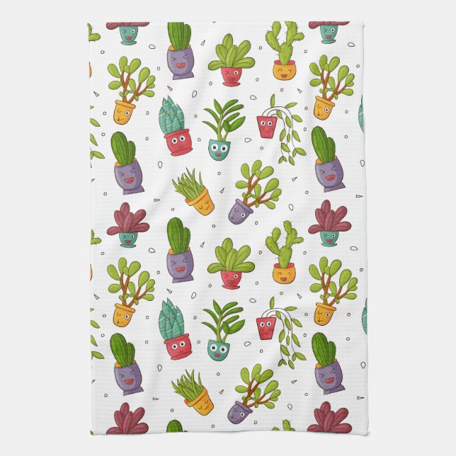 Linge De Cuisine Cute Cactus Nature Succulents Motif (Vertical)