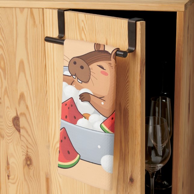 Linge De Cuisine Cute Capybara Fruit Bath Spa Day Kawaii Animal Ill (Pliage en tiers)