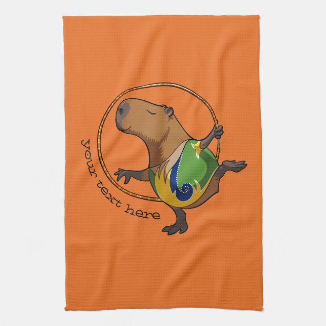 Linge De Cuisine Cute Capybara Rhythmic Gymnastics Hoop Cartoon (Vertical)