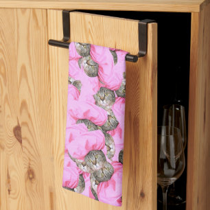 Linge De Cuisine Cute Chat dans un Motif Casquette rose Random