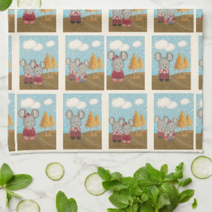 Linge De Cuisine Cute Cheesy Souris Famille Bande dessinée