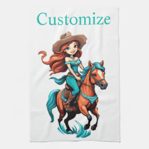 Linge De Cuisine Cute Cowgirl équitation Pony Thunder_Cove